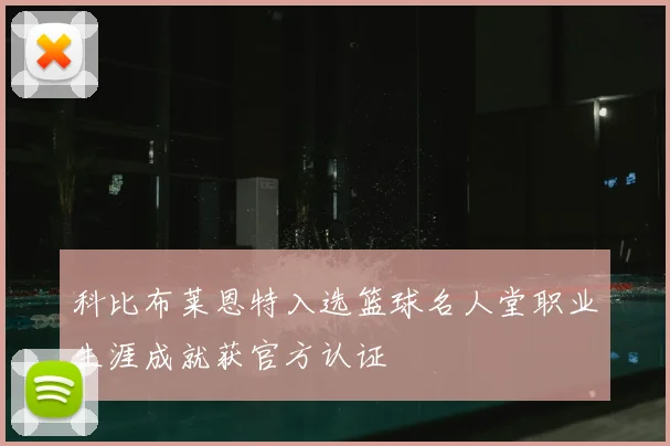 科比布莱恩特入选篮球名人堂职业生涯成就获官方认证